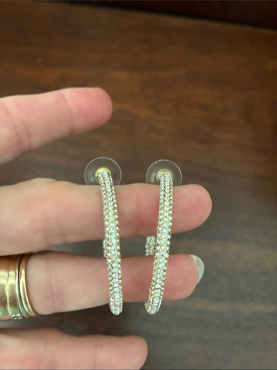 Park Lane Jewelry - Pavé Crystal Hoop Earrings Gold Tone